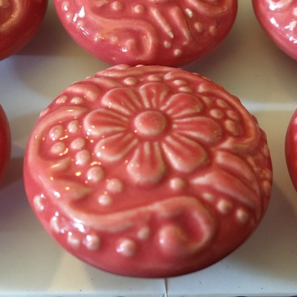 Vintage Retro Set of 6 Ceramic Drawer Pull Knobs - Picture 8 of 13